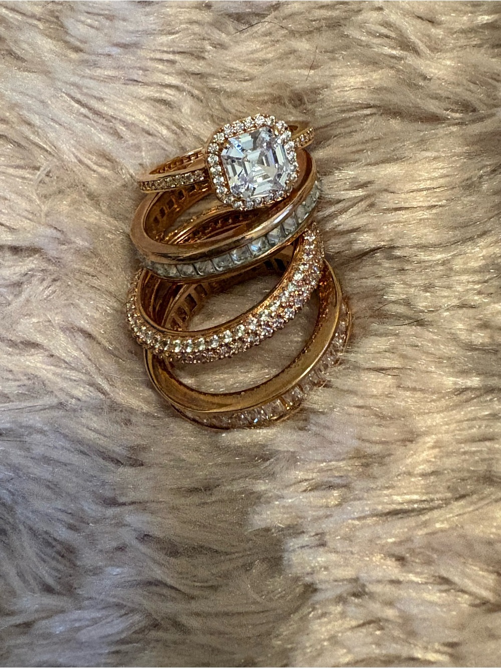 Henri Bendel Size 9 Ring Stack in Rose Gold